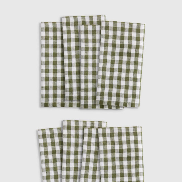 European Linen Gingham Napkins (Set of 8)