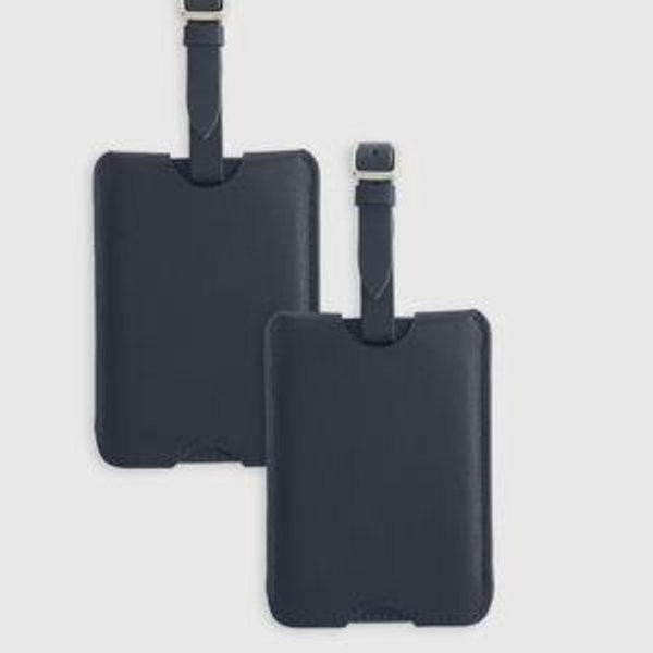 Nappa Leather Luggage Tag (2-Pack) in Navy