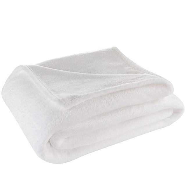 Cosy House Collection Full/Queen Size Fleece Blanket – All Season, Lightweight & Plush - Microfiber Blankets for Bed, Couch or Travel - White