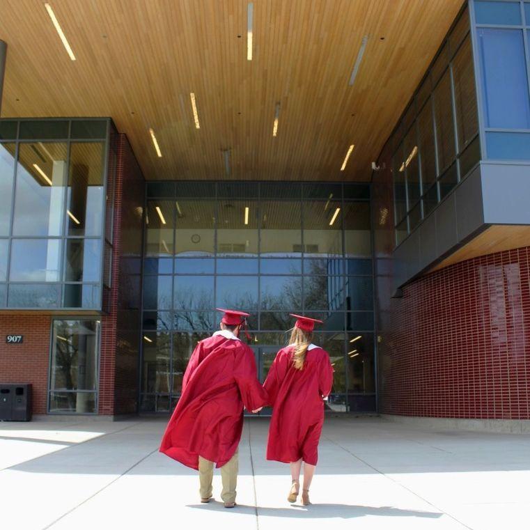 Shamus and I used to cross paths in this building while walking between our classes (before we were dating). We both said later that we looked for each other each time! (May 2023)