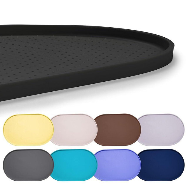 Hubulk 100% Waterproof Silicone Pet Feeding Mat with Raised Edge for Food and Water, Dog Bowl Mats, Cat Bowls Placemat with High Lip Protects Floor for Cats and Dogs (Black, 32" L x 24" W)