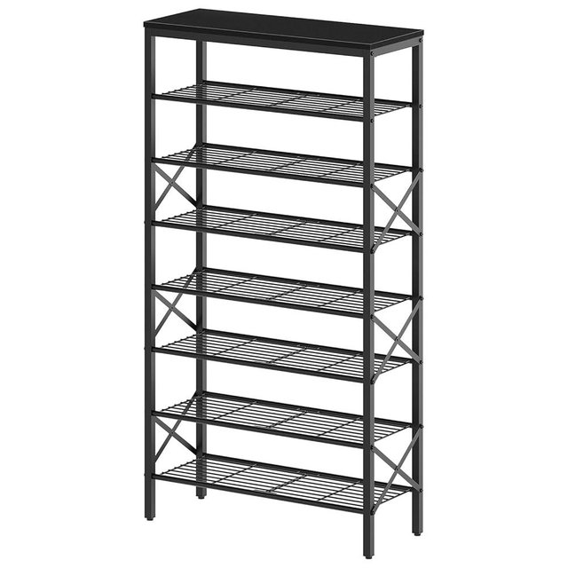 YATINEY 8 Tier Shoe Rack, Large Capacity Shoe Storage Organizer Holds 32 Pairs, Sturdy and Stable, for Entryway, Hallway, Closet, Dorm Room, Black SS08BB