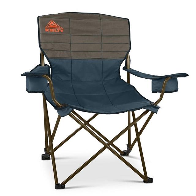 Kelty Deluxe Lounge Chair – Folding Outdoor Camp Chair, Insulated Cupholders, Customized Recline, Steel Frame, Padded Roll Storage, 2024 (Deep Lake)