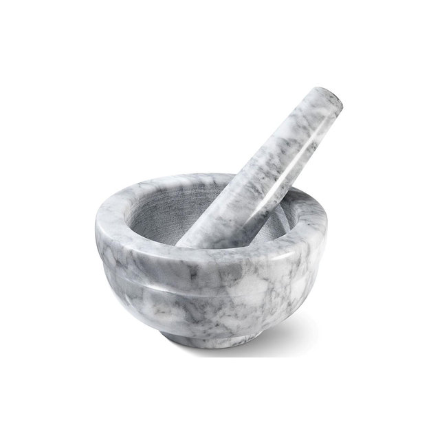 Mortar And Pestle Set - Marble Mortar and Pestle Set for Spices and Pills in Color Grey 3.75 inch Diameter - HomeItUsa