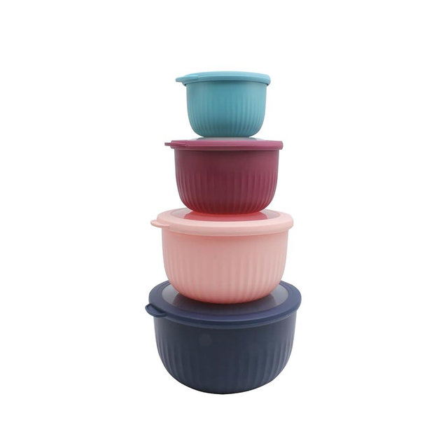 COOK WITH COLOR Prep Bowls with Lids- Deep Mixing Bowls Nesting Plastic Small Mixing Bowl Set with Lids (Navy)