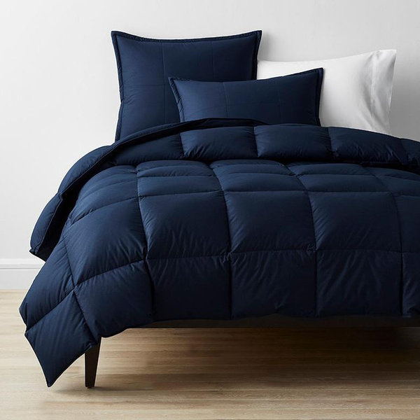 Premium Down Comforter- Color: Navy Blue, Warmth: Light, Size: King