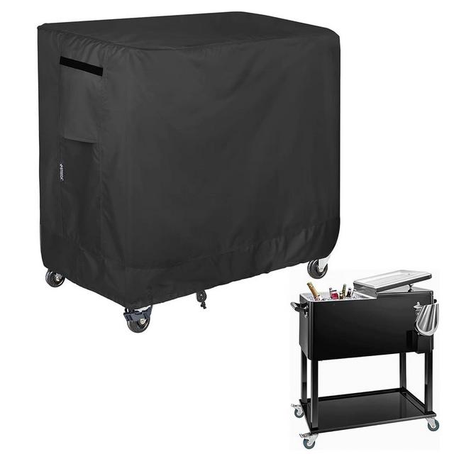 STEECA Waterproof Cooler Cart Cover Fits 80 Quart Patio Party Ice Chest Rolling Cooler, 36L x 20W x 34H inch, Black