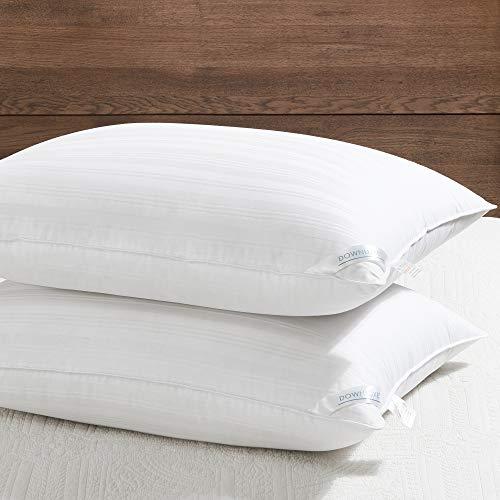 downluxe Down Alternative King Size Pillows (2 Pack) - 100% Breathable Cotton Cover, Premium Hotel Collection Soft Bed Pillows for Sleeping, 20 X 36