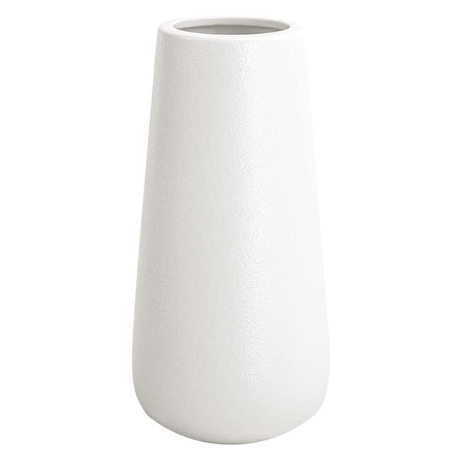 8 Inch Tall Matt White Ceramic Vase for Flowers & Pampas Grass, Classic Rustic Style Decorative Vases for Home Decor Table Centerpieces
