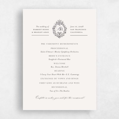 Ebony, Beige Wedding Program - Lockwood
