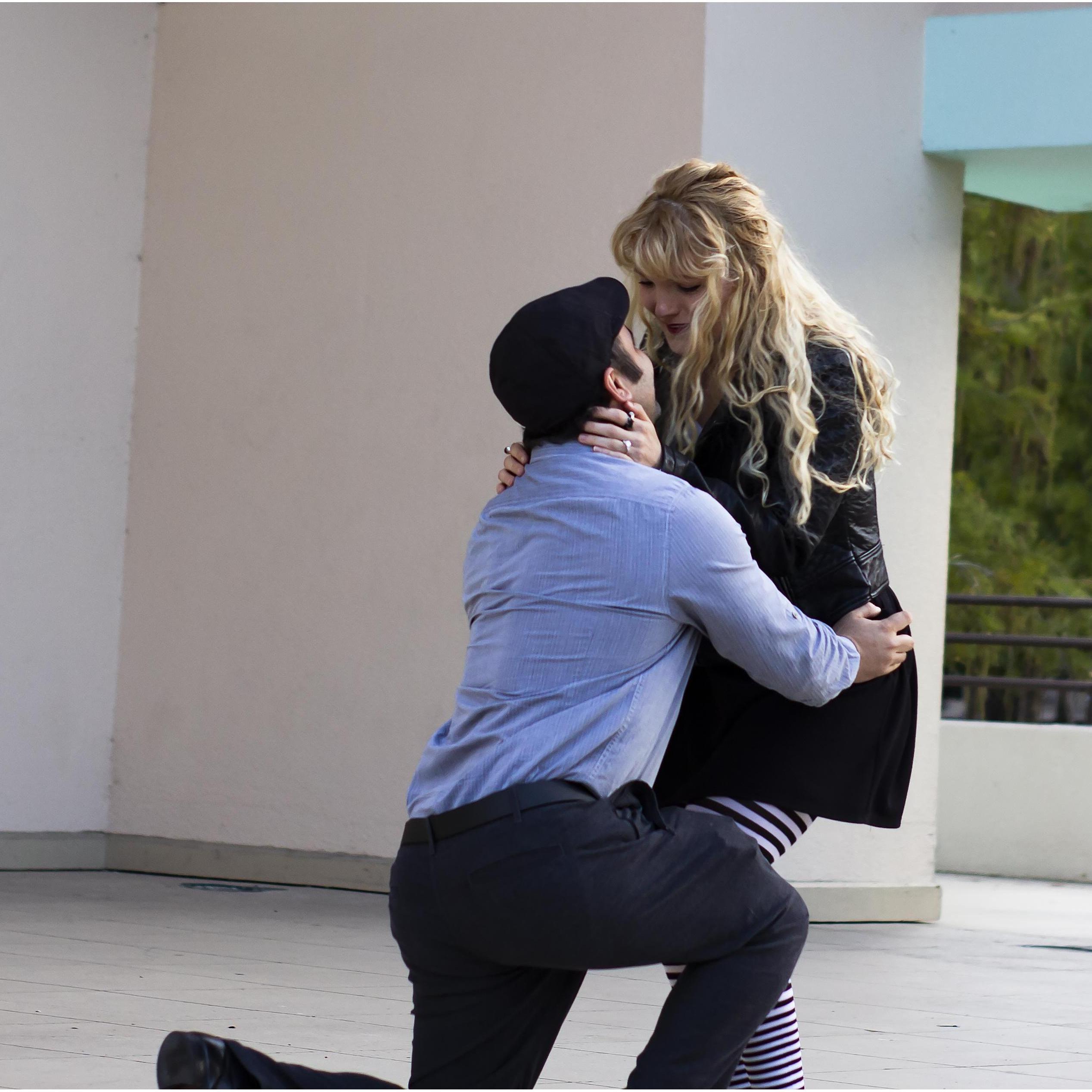 Nate proposed to Kaley on the concert stage of Lake Eola on October 27, 2018.
