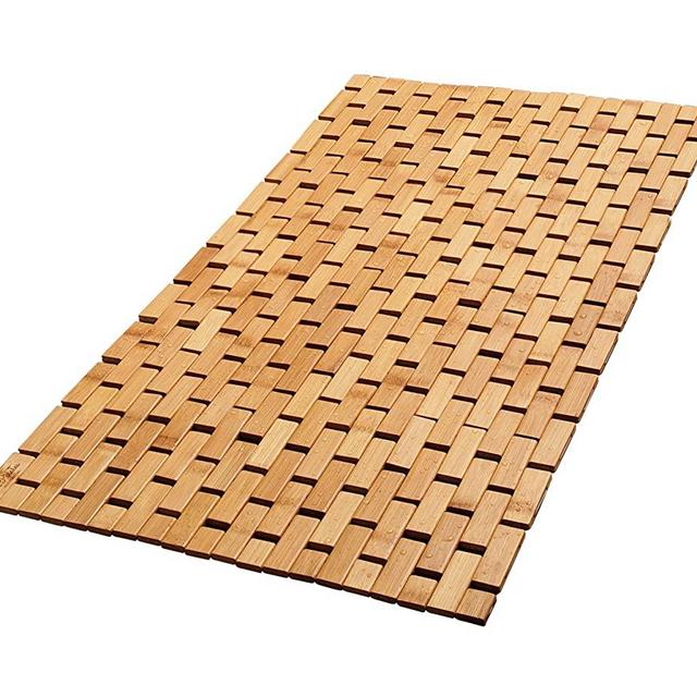 Natural Bamboo Wood Bath Mat - Large 16 x 27 Inches (W x L), Bathroom and Kitchen Rugs, Bathmat Accessories for Bathtub, Spa, Sauna Floor and Shower Door Step