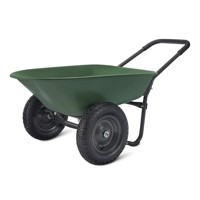 Amazon Basics Wheelbarrow, 3.7 Cubic Feet, 330-Pounds, Green, 26.8W x 53.9D x 27.2H inches, 1-Pack
