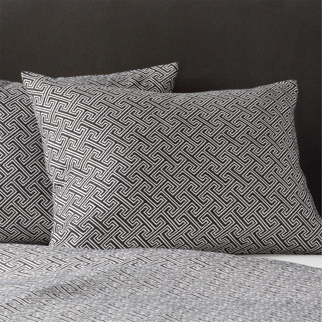 Varra Organic Cotton Jacquard Black and White Standard Pillow Shams Set of 2