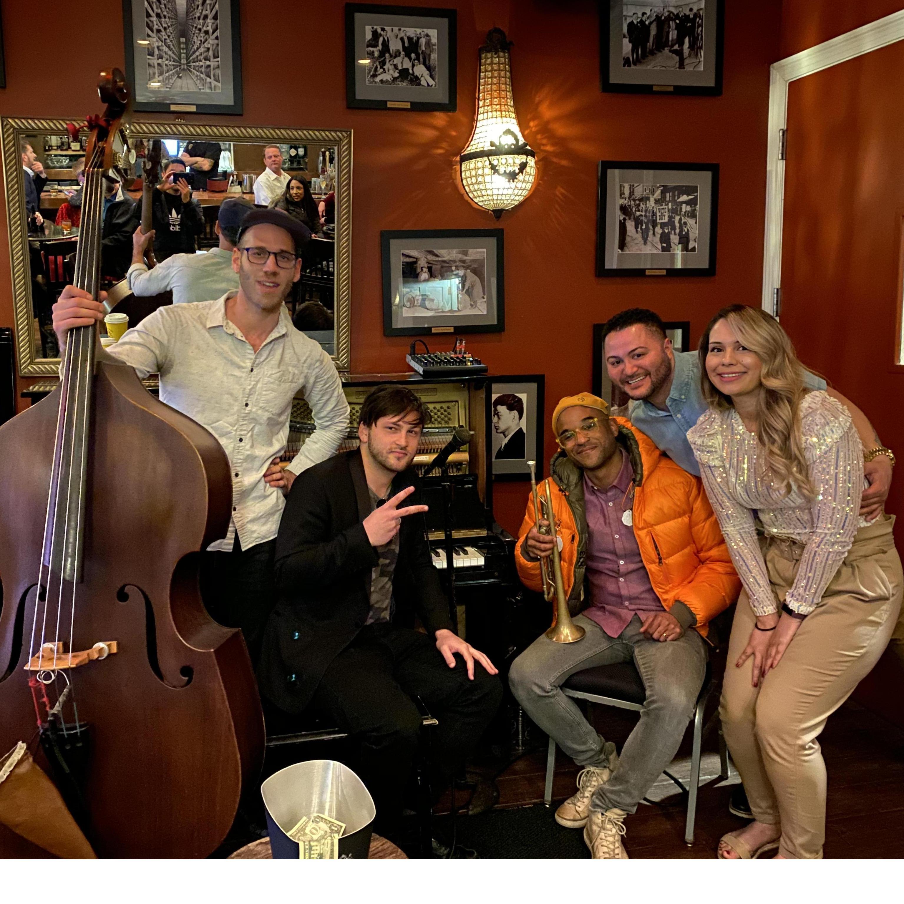 This picture was taken after the Jazz band serenaded Jessica for her birthday.