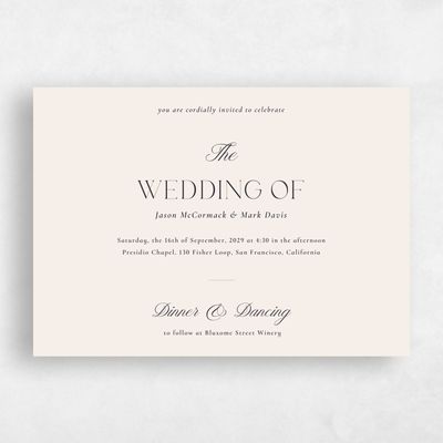 Linen, Beige Wedding Invitation - Gavin Landscape