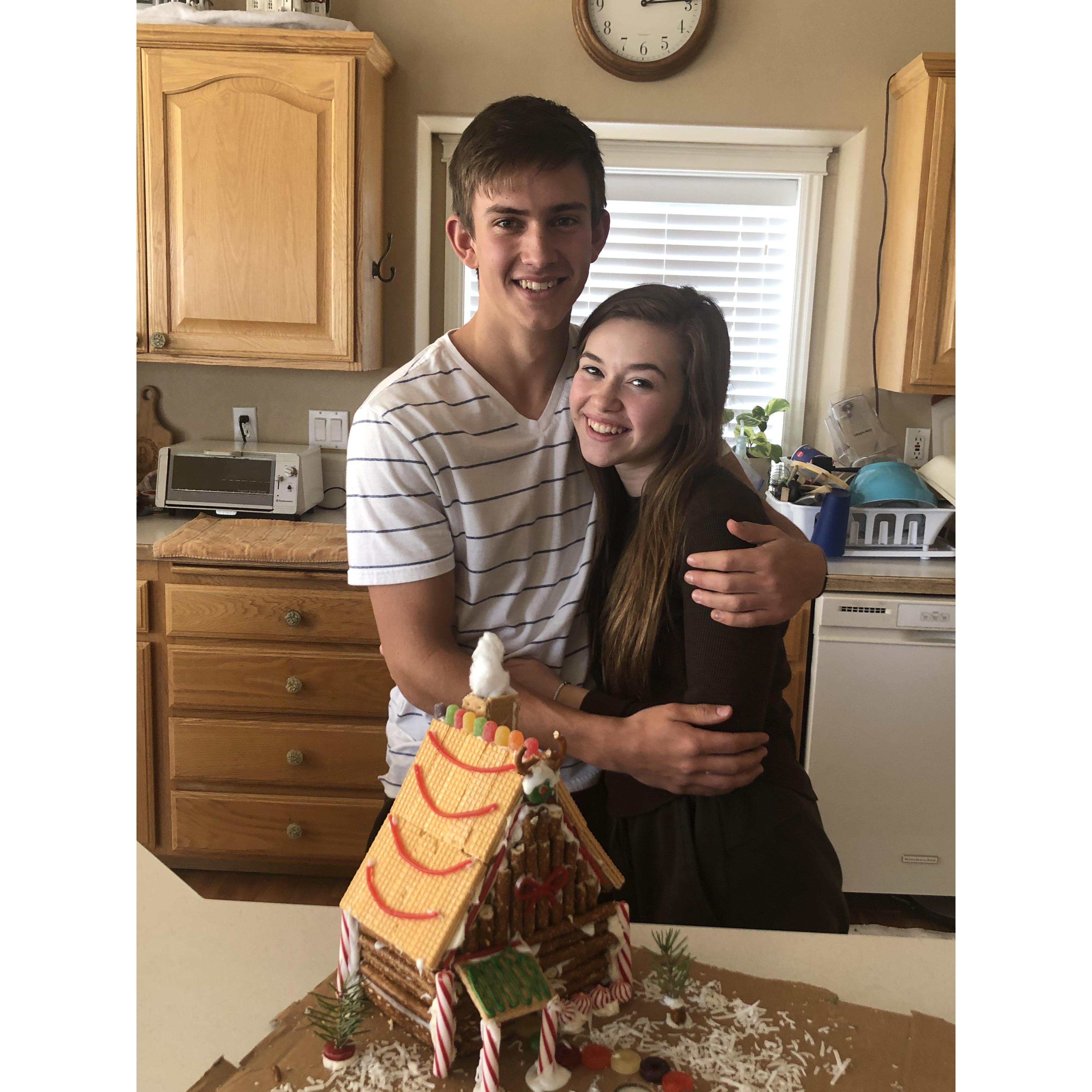 a triple date gingerbread-house decorating contest (they won)