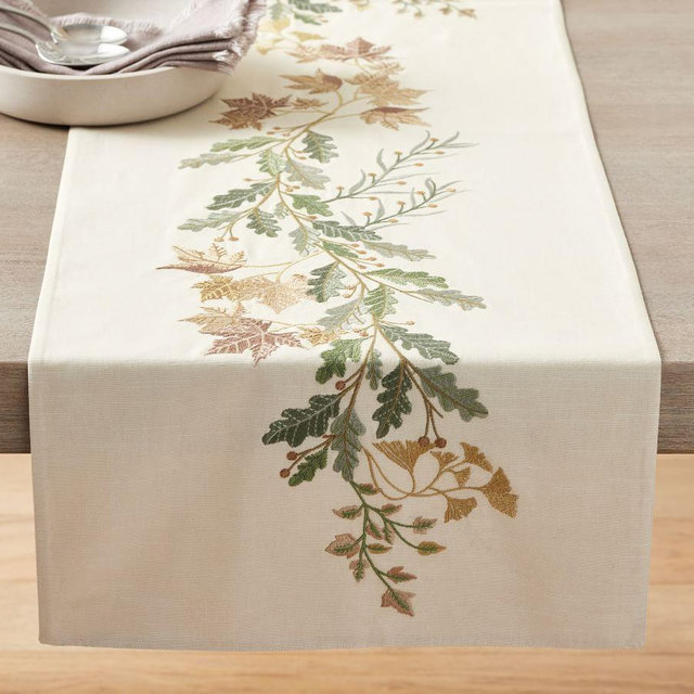 Autumnal Botanical Cotton/Linen Table Runner
