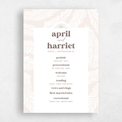 Linen, Beige Wedding Program - Tucana