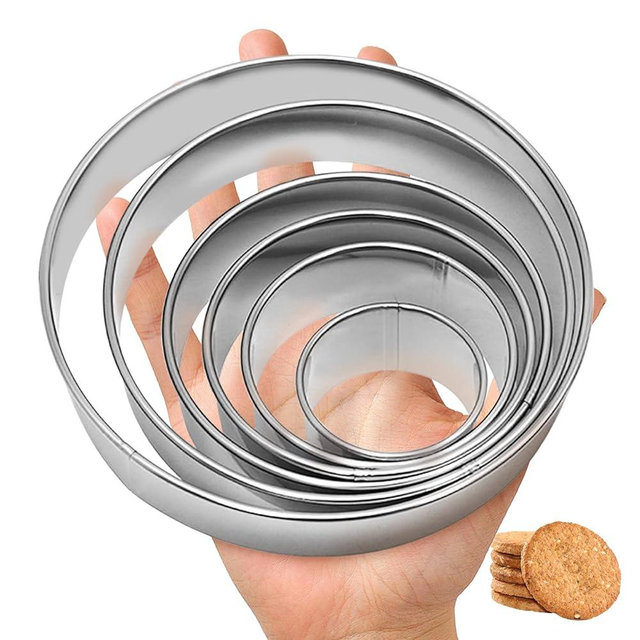 Qiyuda 6 Pcs Round Cookie Cutter Set (2, 3, 3.5, 4, 5, 6 Inch), Large Stainless Steel Circle Cookie Donut Cutte