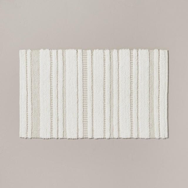 20"x32" Chunky Stripe Bath Rug Cream/Taupe - Hearth & Hand™ with Magnolia