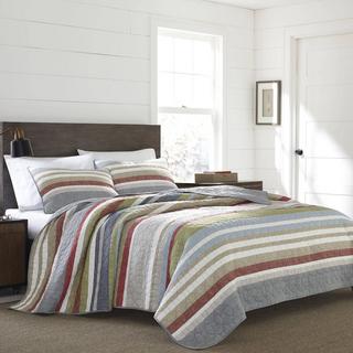 Salmon Ladder Stripe 3-Piece Quilt Set