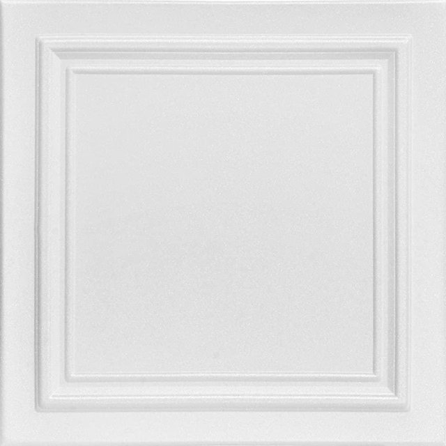 A La Maison Ceilings R24 Line Art Foam Glue-up Ceiling Tile (128 sq. ft./Case), Pack of 48, Plain White