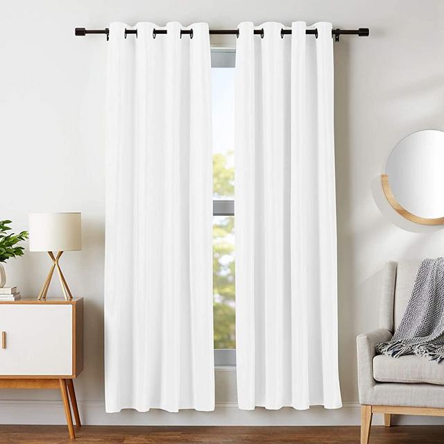AmazonBasics Room Darkening Blackout Window Curtains with Grommets - 52" x 84", White, 2 Panels