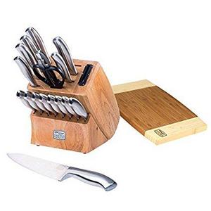 19 piece knife set with cutting board and knife sharpener