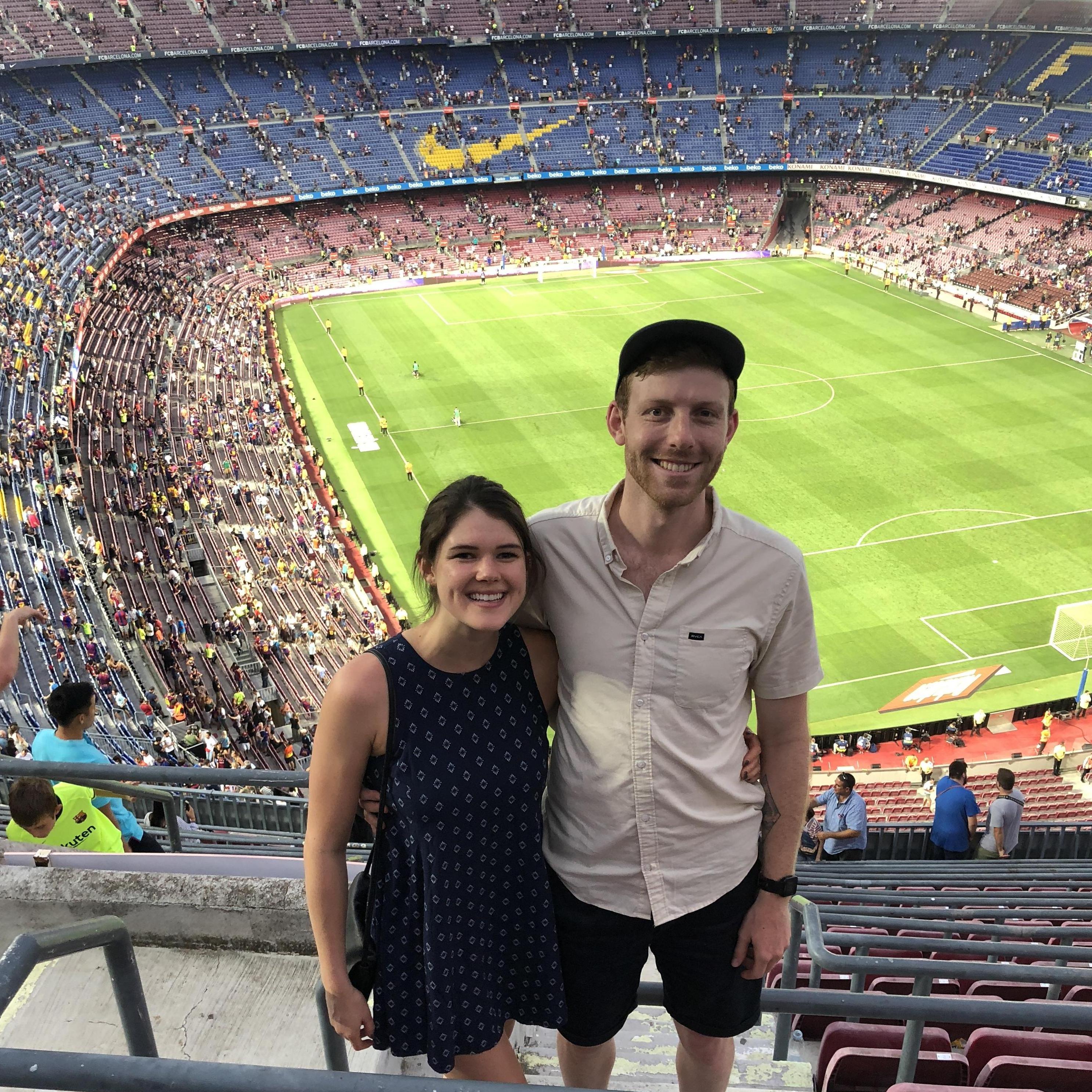 When visiting Barcelona, Spain in 2018, Cary and Cora went to an FC Barcelona soccer game at Camp Nu.