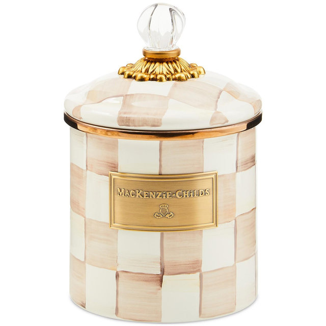 Mackenzie-Childs Mocha Check Small Canister