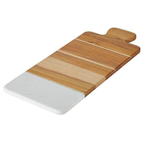 Anolon 47746 Pantryware Teak Wood and Marble Cutting Board / Teak Wood and Marble Serving Board - 9.5 Inch, Brown