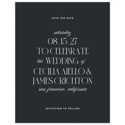 Ebony, Black Wedding Digital Save the Date - Milan Portrait