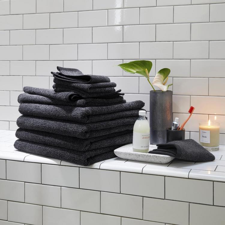 Luxury Super-Plush Spa Bath Sheet & Hand Towel Bundle in Dark Grey by Brooklinen