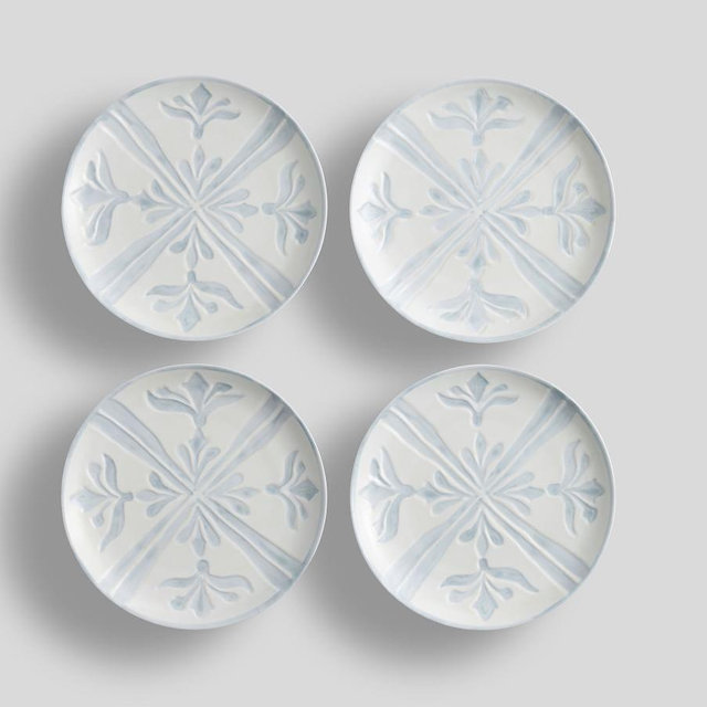 Chambray Tile Melamine Salad Plates, Set of 4