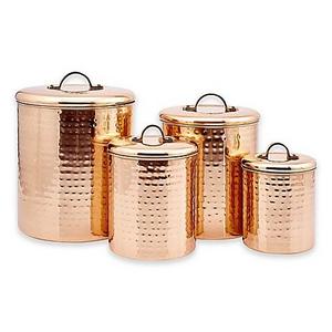 Old Dutch International Décor Hammered Copper 4-Piece Canister Set