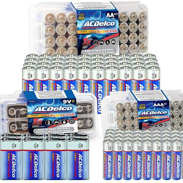 ACDelco AA, AAA, 9-Volt Combo Pack, 40-AA, 36 AAA, 8 9V Batteries, Alkaline Batteries