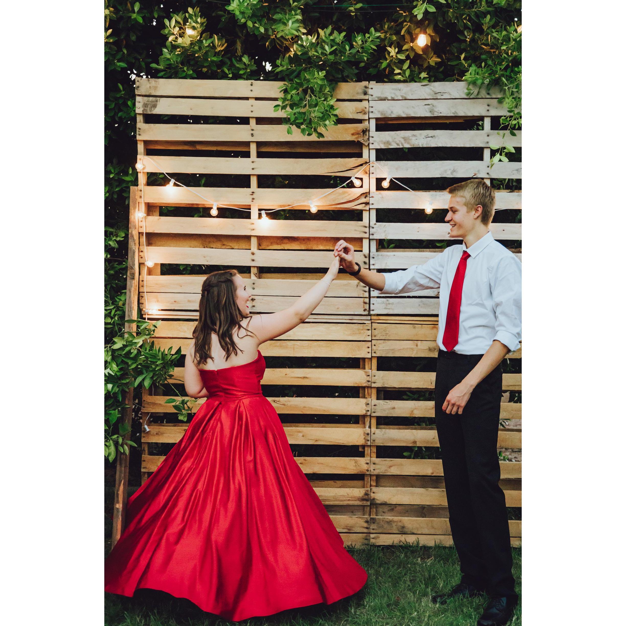 Nick and Caitlin celebrated their second prom at a friends house for senior year!