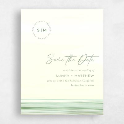 Bright Sage, Green Wedding Save the Date - Dacosta Portrait