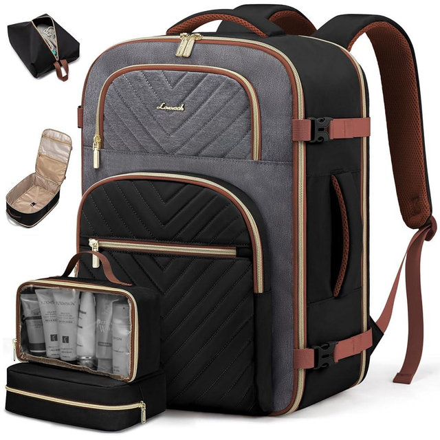 LOVEVOOK Travel Backpack Carry on Flight Approved 40L,Waterproof TSA Travel Essentials Personal Item Backpack for Women Men,Large Carry on Luggage Suitcase Travel Bag for Airplane with 3 Packing Cubes