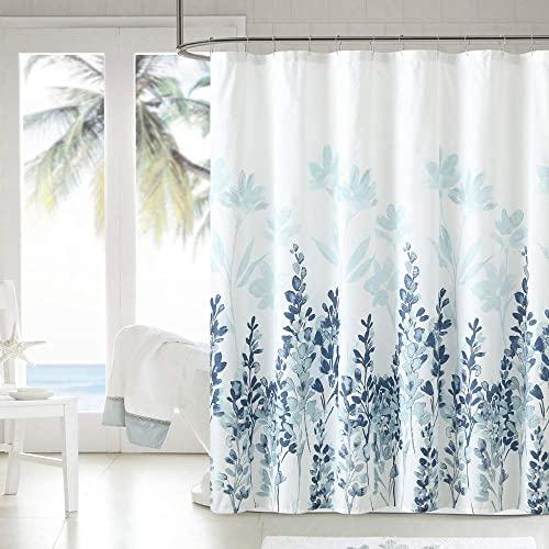WELTRXE Fabric Shower Curtain 72x72 Inch Heavy Weighted Flowers Shower Curtain Liner Waterproof Polyester Stall Curtains with 12 Hooks for Bathroom Showers, Bathtubs