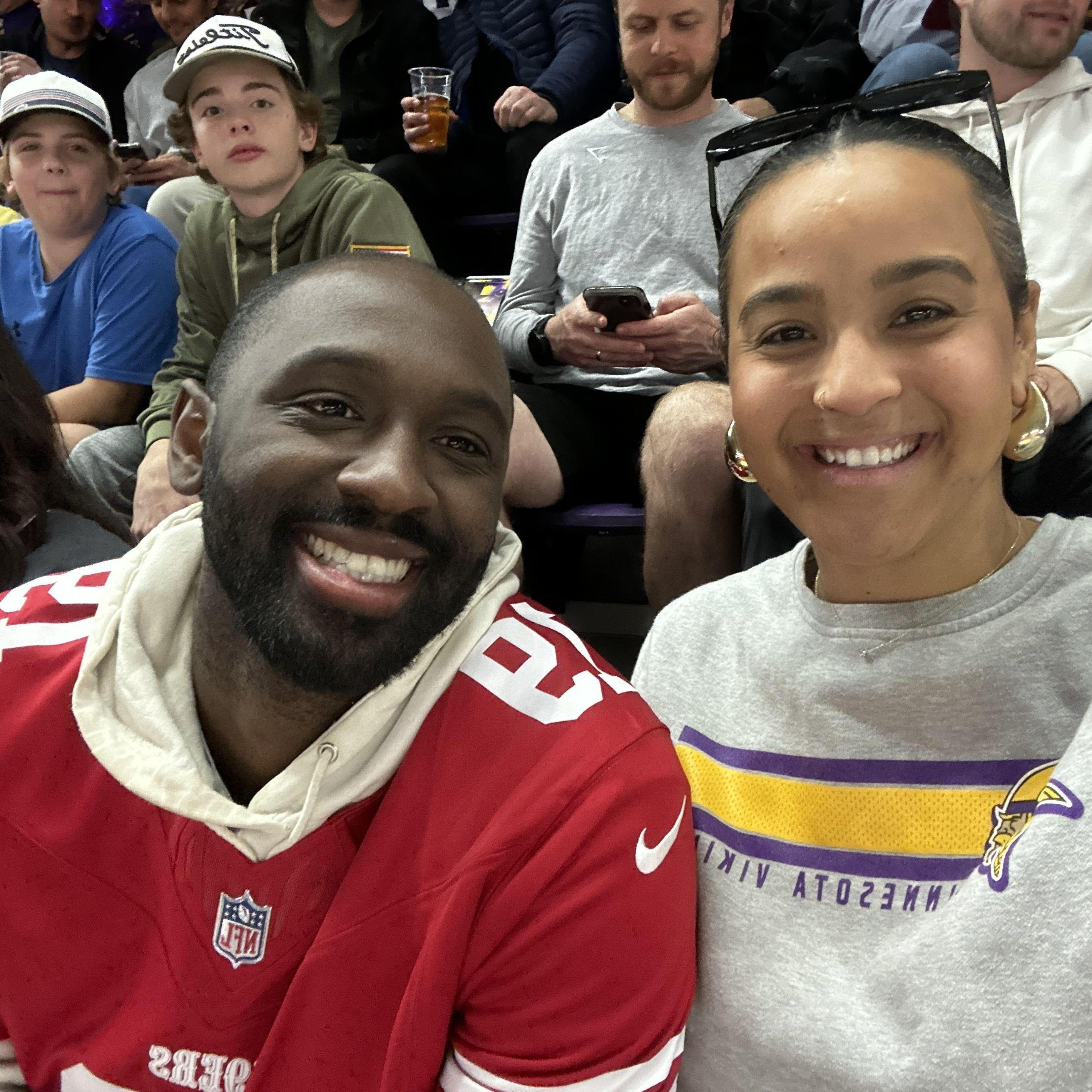 A divided household, Dre's 29th birthday gift was tickets to see the Maya's Vikings play Dre's 49ers in Minneapolis. Sadly, the Niners didn't bring Dre a birthday win.