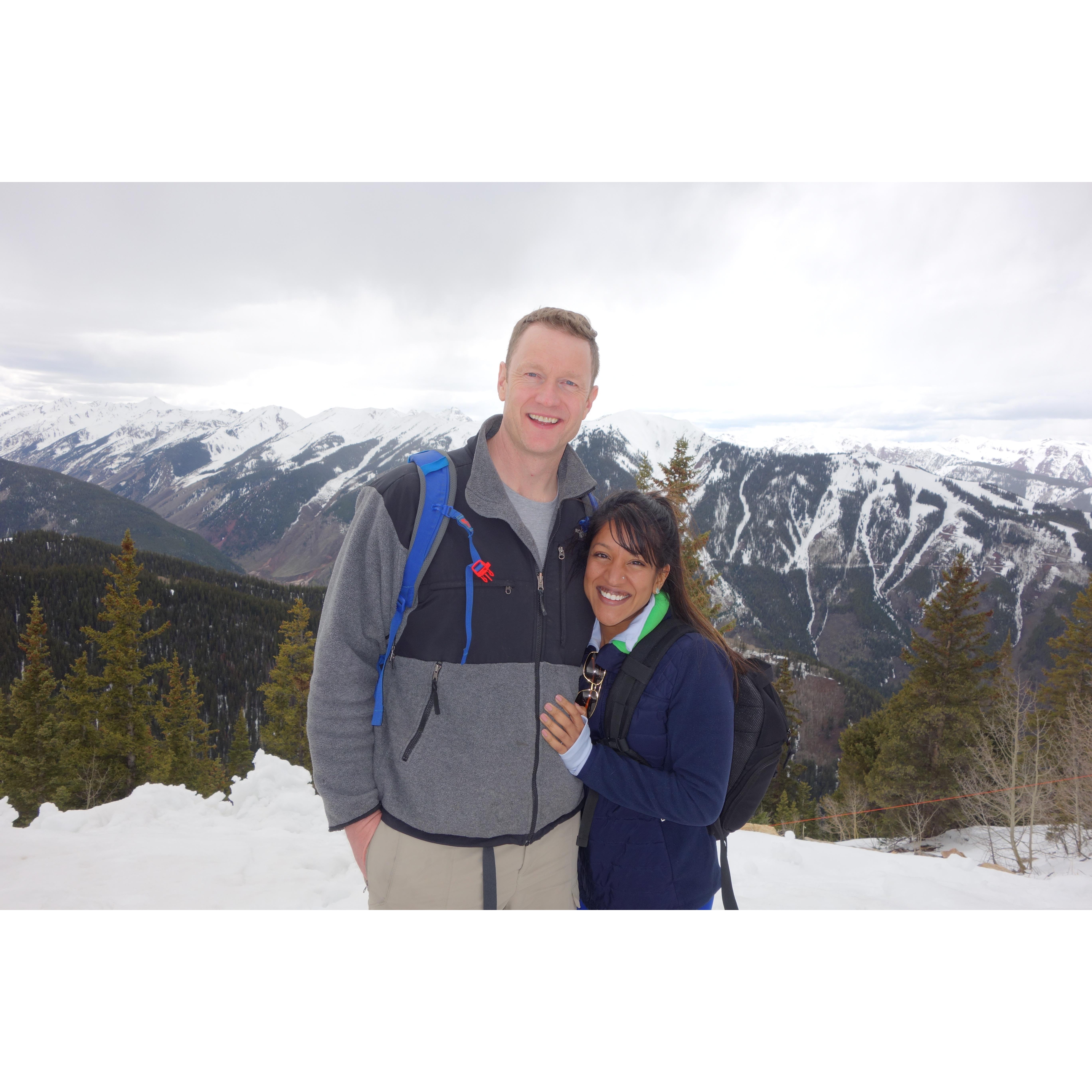 On top of the ski hill in Aspen, Co in May 2019.