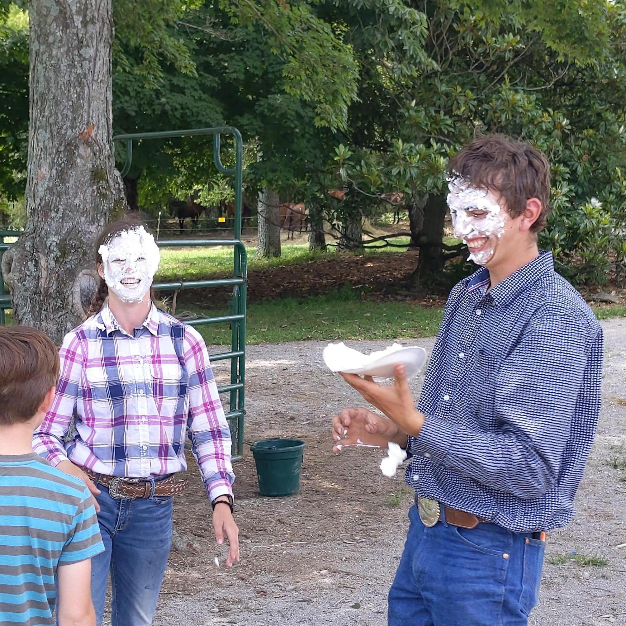 Crossroads Kids Camp at the ranch Sarah Grace works at. We had a competition and at the end of the week pied each other in the face!