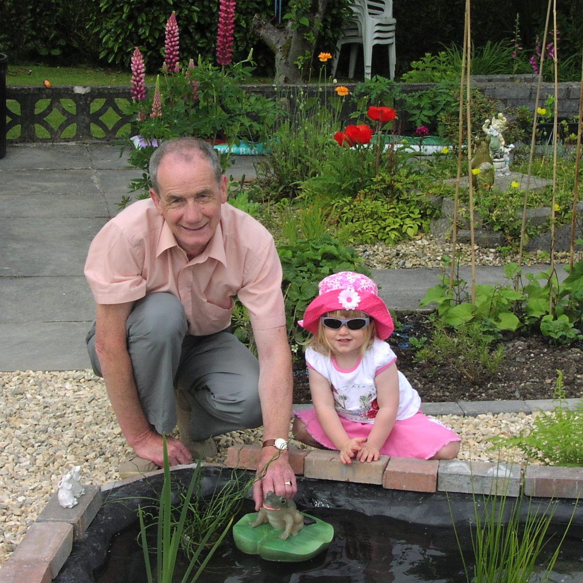 The bride & her paternal grandfather (Dat) caring for his pond
