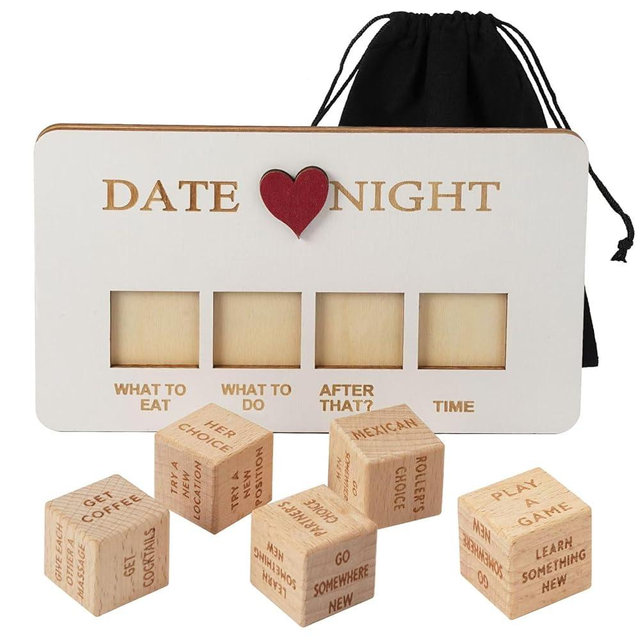 Date Night Dice,Fun Night Dating Decision Dice,Wooden Dating Fun dice, Love Dice, Food Decision Dice, Date Ideas,Gifts for Boyfriend-Girlfriend