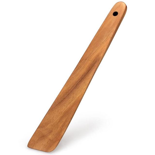 12 Inch Teak Wood Spatula for Cooking Non Toxic Kitchen Utensil Scraper Spurtle Kitchen Tools Flat Wooden Egg Flipper Spatulas Turner Cooking Spoon Bamboo Spatula Turner Cast Iron Sourdough Stirrer