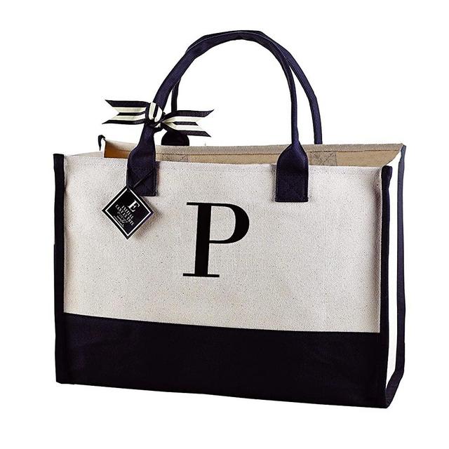Mud Pie Initial Canvas Tote Bags (P)