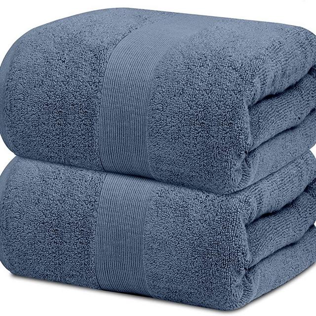 Resort Collection Cotton Bath Sheet Towels, 35x70, 2-Pack, Blue
