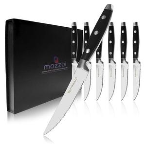 Premium Serrated Steak Knives 6-Piece Laser Cut Ultra-Sharp Stainless Steel Steak Knife, Cutlery Set,Dinner Knives Gift Set By Mozzbi.